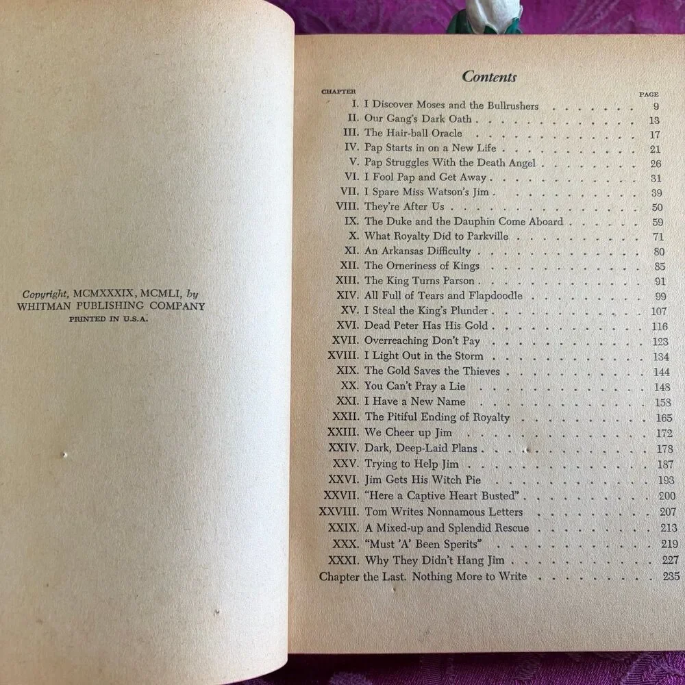 1951 The Adventures of Huckleberry Finn by Mark Twain, Illustrated Vintage Book